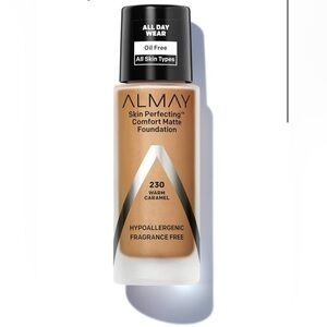 Almay Skin Perfecting Comfort Matte Foundation Liquid Makeup, 230 Warm Caramel‎